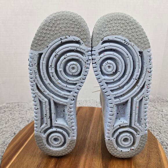 Nike Womens 9 Air Force 1 Low Crater Flyknit White Ice Blue Casual Daily Sneaker - Picture 8 of 12